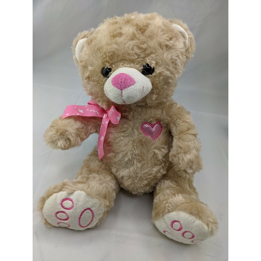 Tan Bear Plush‎ Pink Ribbon 11 Inch 2013 Inter American Products Stuffed Animal